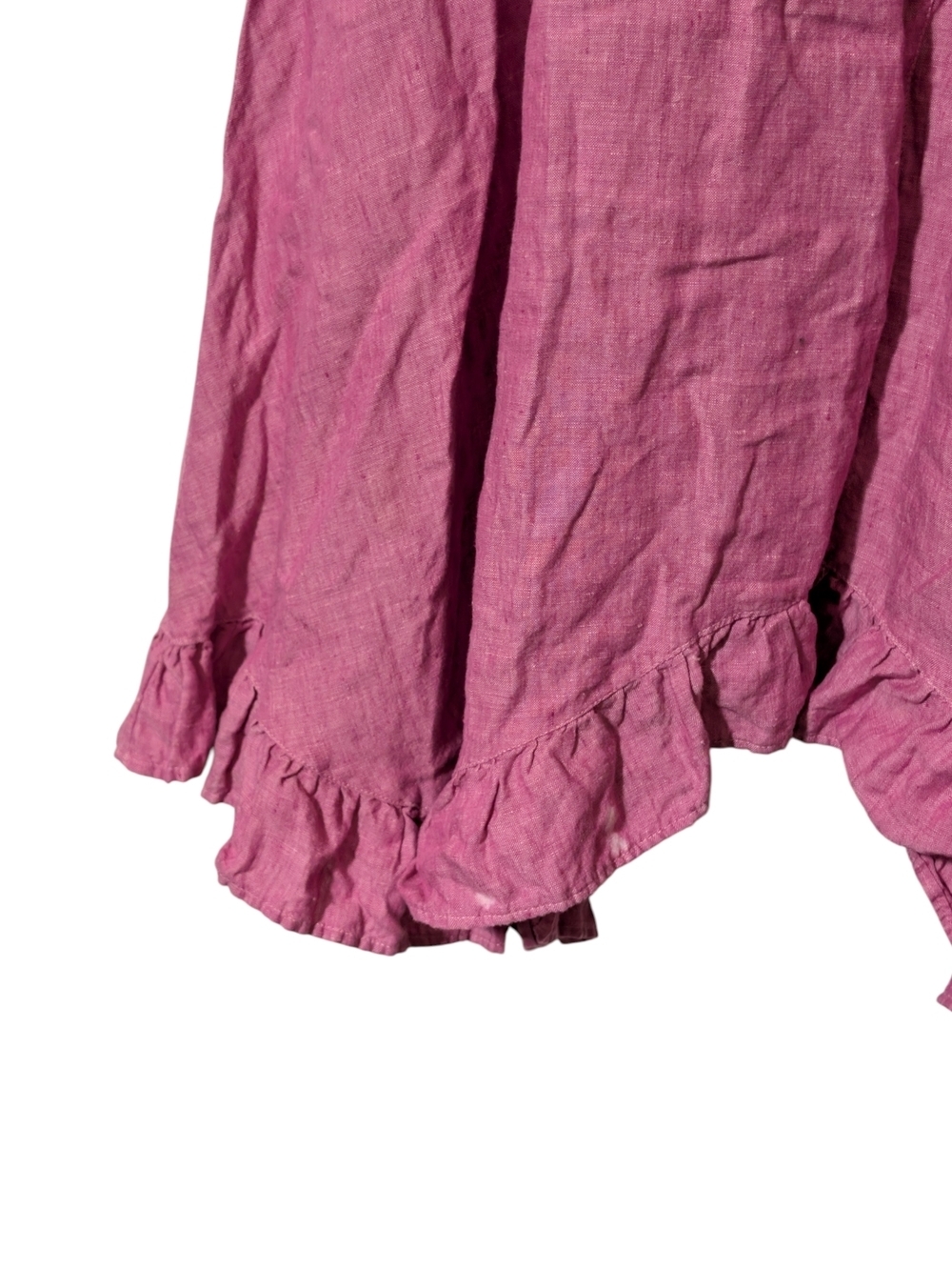 B. Hadikusumo 100% Linen Pink Lagenlook Ruffle Dress - Picture 6 of 9